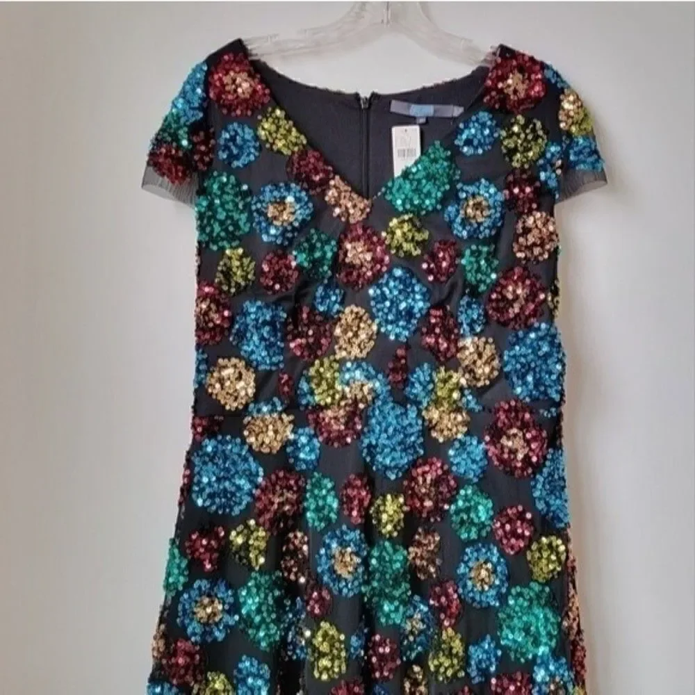 NWT Anthropologie Eva Franco Multicolor Sequined Holiday Party Midi Dress - Picture 6 of 16